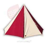 Tienda de un solo mástil Ø 3,50 metros rojo-natural