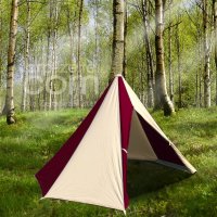 Tienda de un solo mástil Ø 3,50 metros rojo-natural